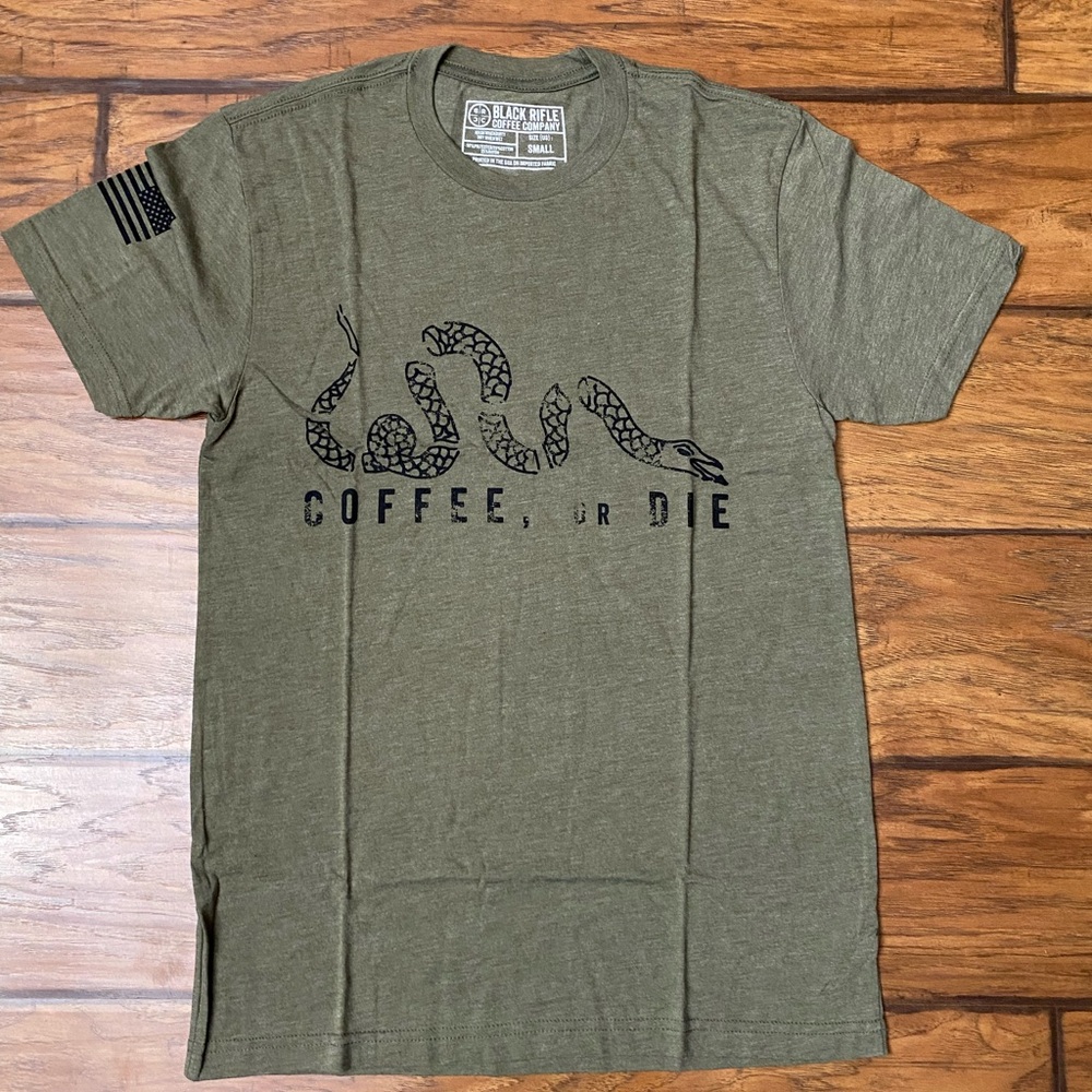 Men’s Olive Green 'Coffee or Die' Graphic Tee Black Rifle Coffee Company Size S